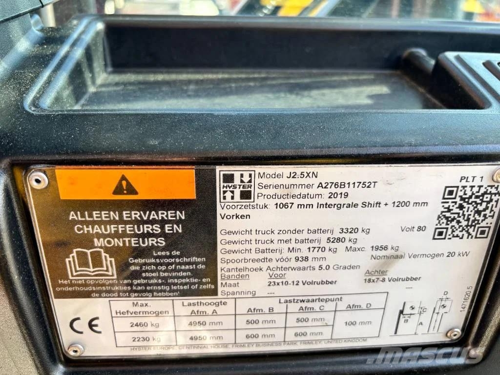 Hyster J2.5 XN 2500 kg E- heftruck Electric forklifts