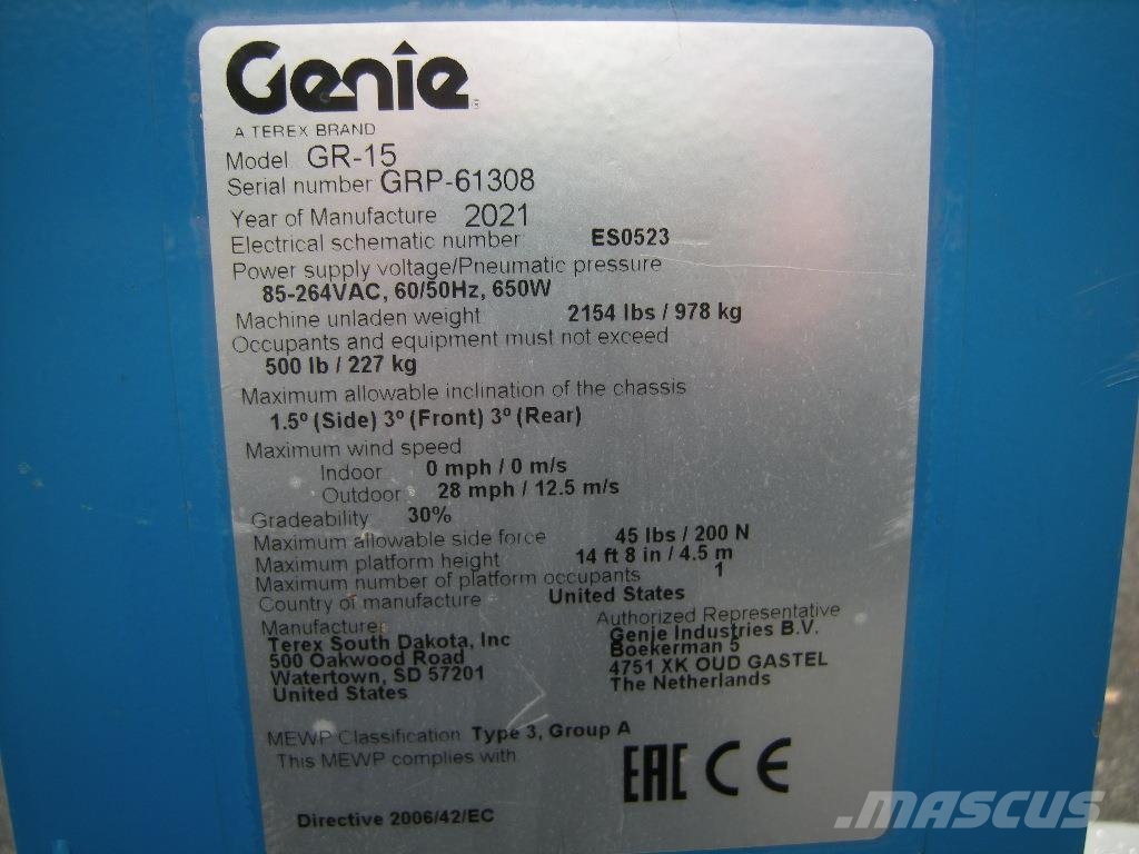 Genie GR-15 Kiti keltuvai ir platformos
