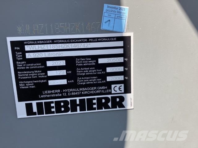 Liebherr A 920 Litronic Excavadoras de ruedas