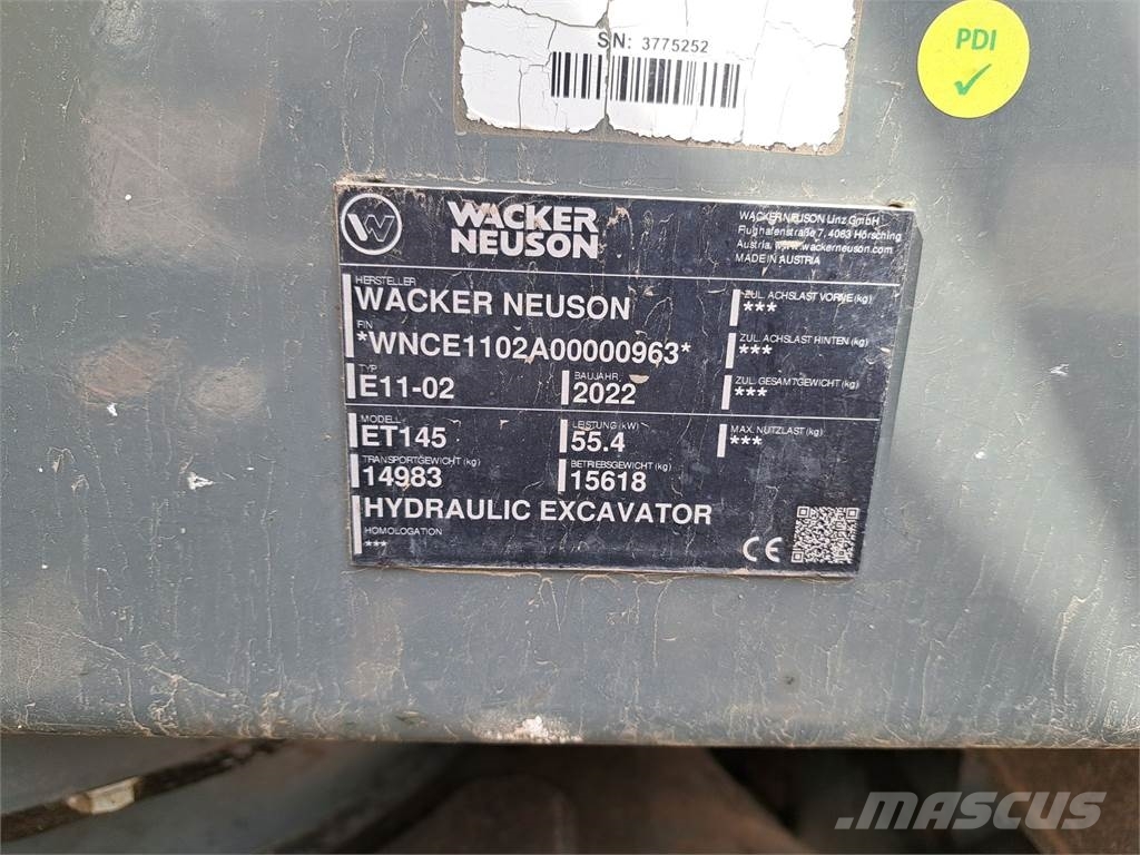 Wacker Neuson ET145 Excavadoras sobre orugas