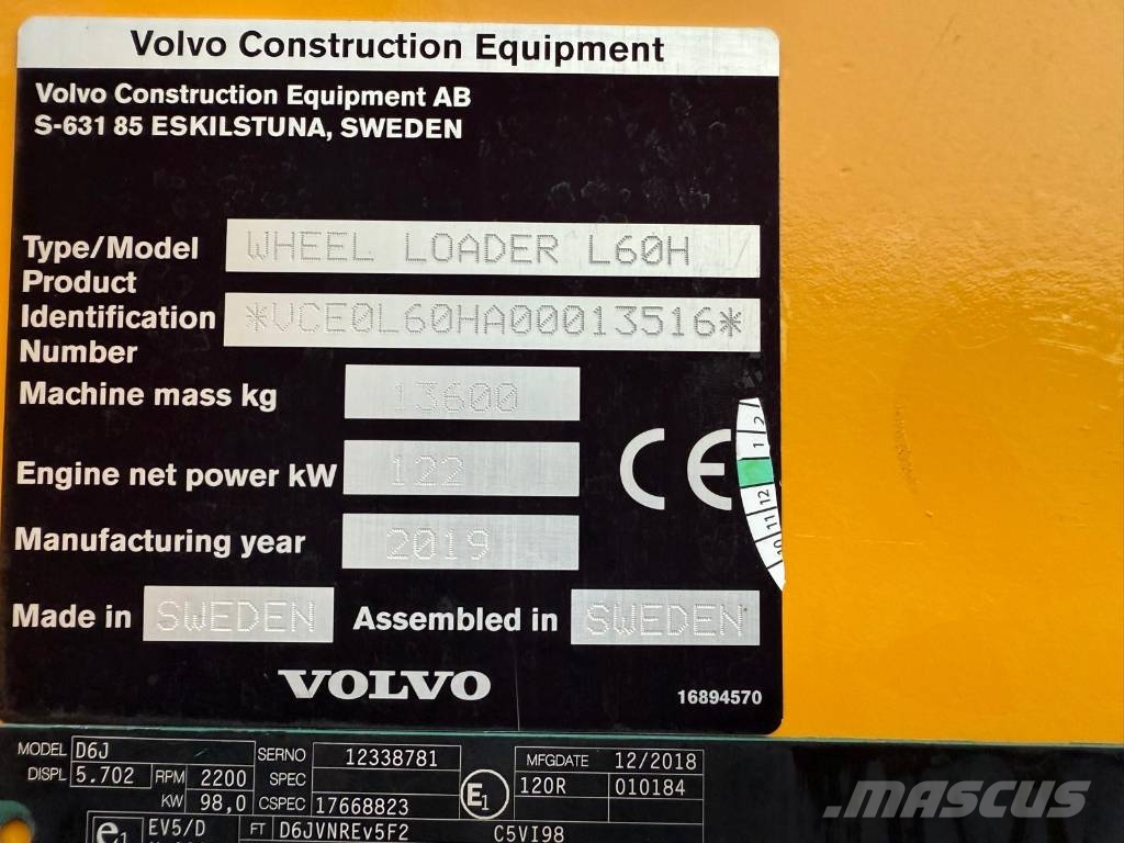 Volvo L 60 H Kolesni nakladalci