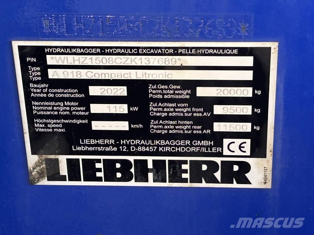 Liebherr A 918 Compact Ekskavatori uz riteņiem