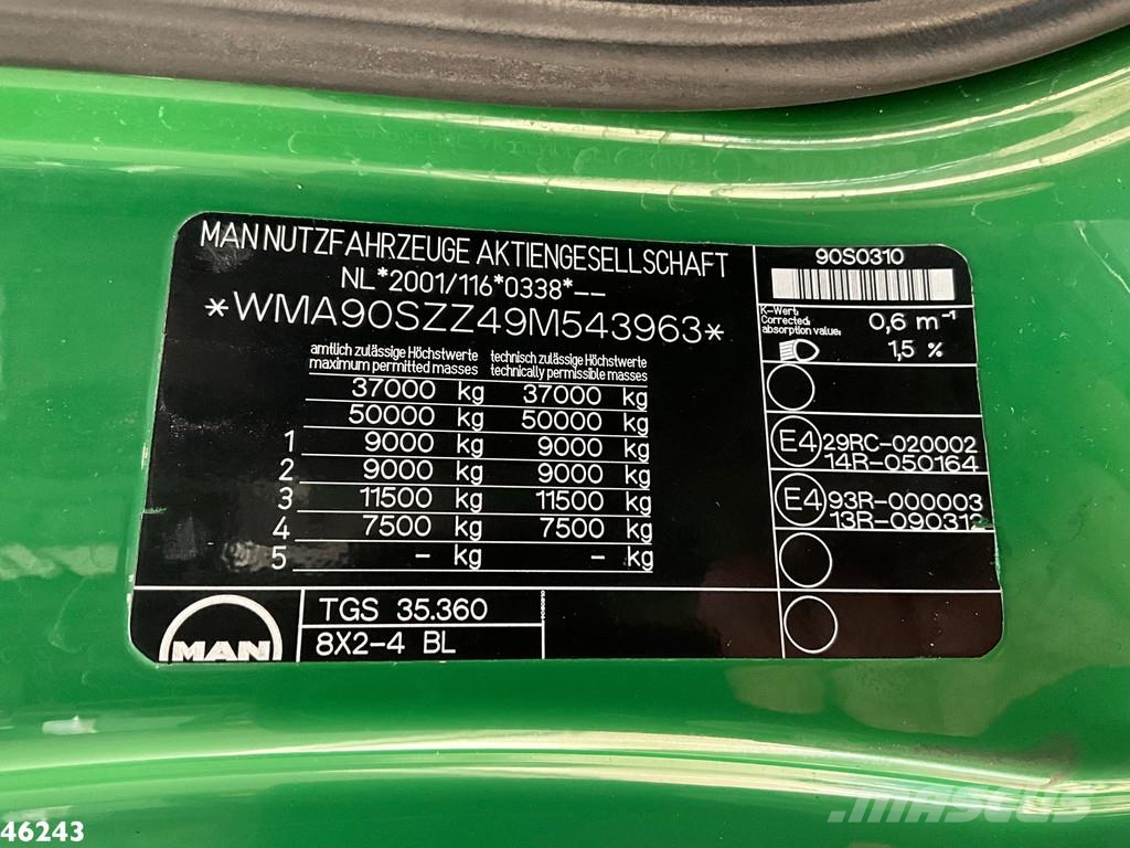 MAN TGS 35.360 8x2 Palfinger 100 Tonmeter laadkraan + Rabljene dizalice za težak teren