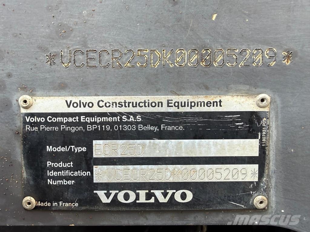 Volvo ECR25D Mini ekskavatörler, 7 tona dek