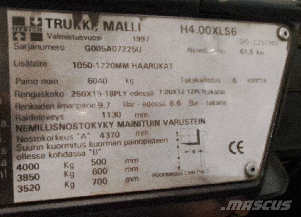 Hyster H 4.00 XLS-6 Diesel forklifts