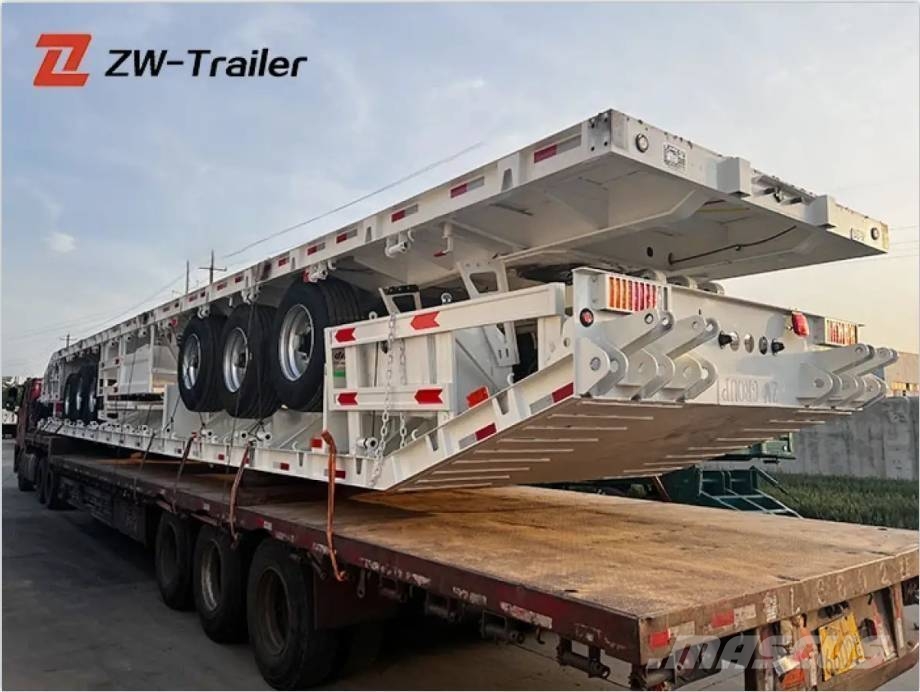 ZW Group 60ton 3 Axle Flatbed Semi Trailer with ladder 플랫베드/드롭사이드 세미 트레일러