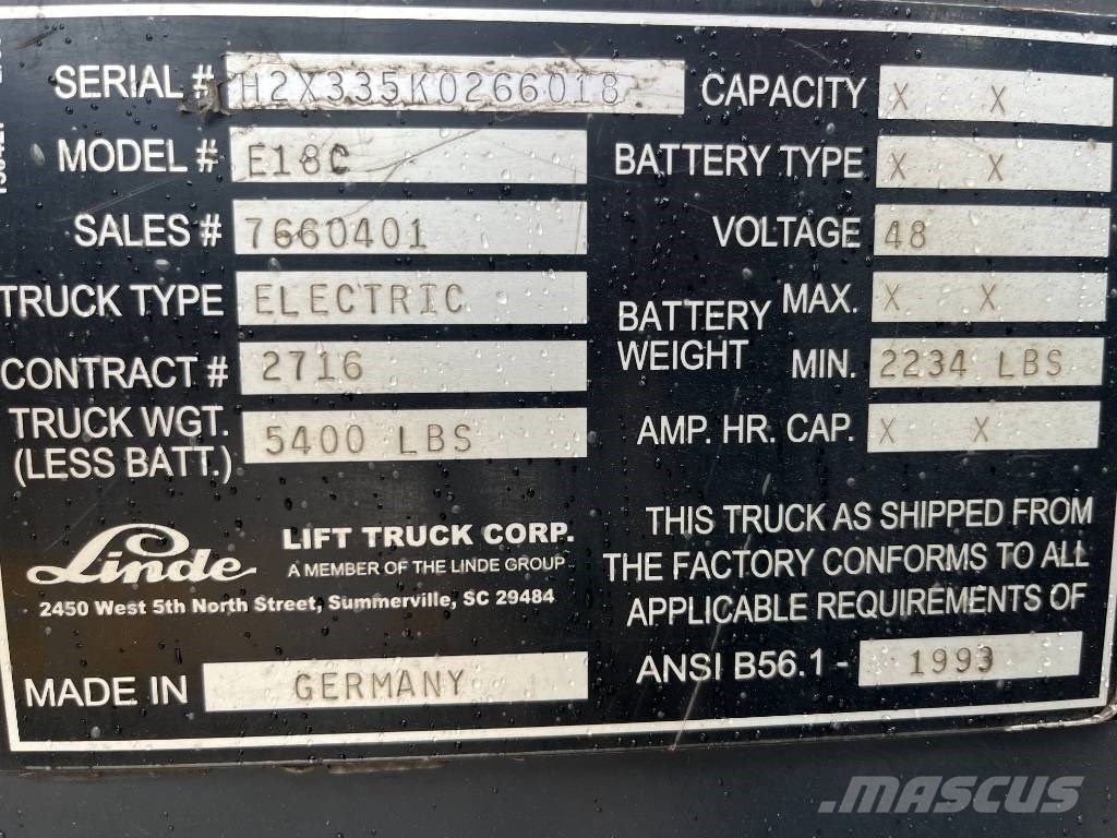 Linde E18C V-2691 NOT WORKING OB Carretillas de horquilla eléctrica