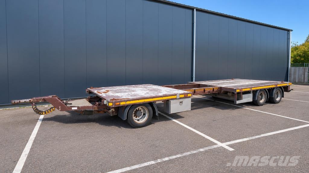 Draco 3 axle Flatbed trailer with twistlocks extendable Vlakke laadvloer
