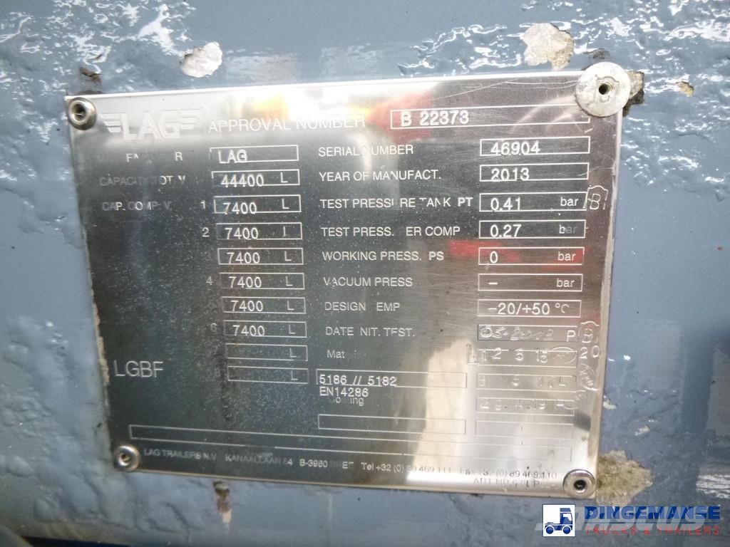 LAG Fuel tank alu 44.4 m3 / 6 comp + pump Cisternos - priekabos