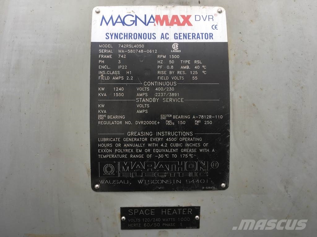 MTU 12V4000 G23R GENERATOR 1550KVA USED Diesel Generatorer