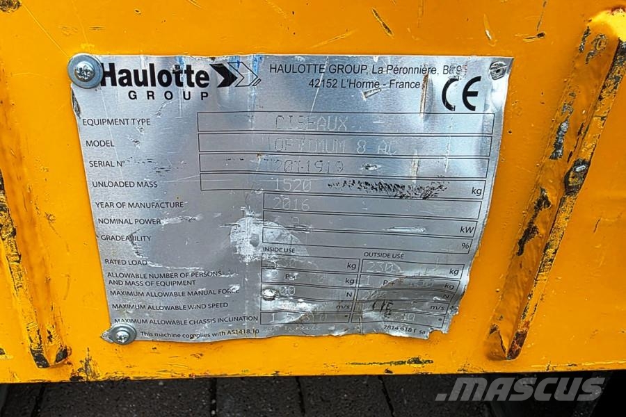 Haulotte Optimum 8 Electric,Batteries(07-2025),7.77m Workin Mini Pale Gommate