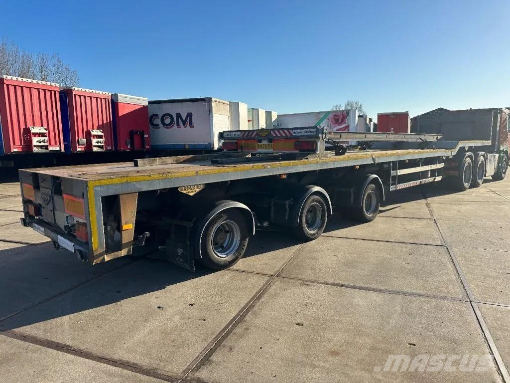 Broshuis 3 X EXTENDABLE TOTALE 42 M + EXTENSION TRACK DEFEC نصف مقطورة مسطحة منخفضة
