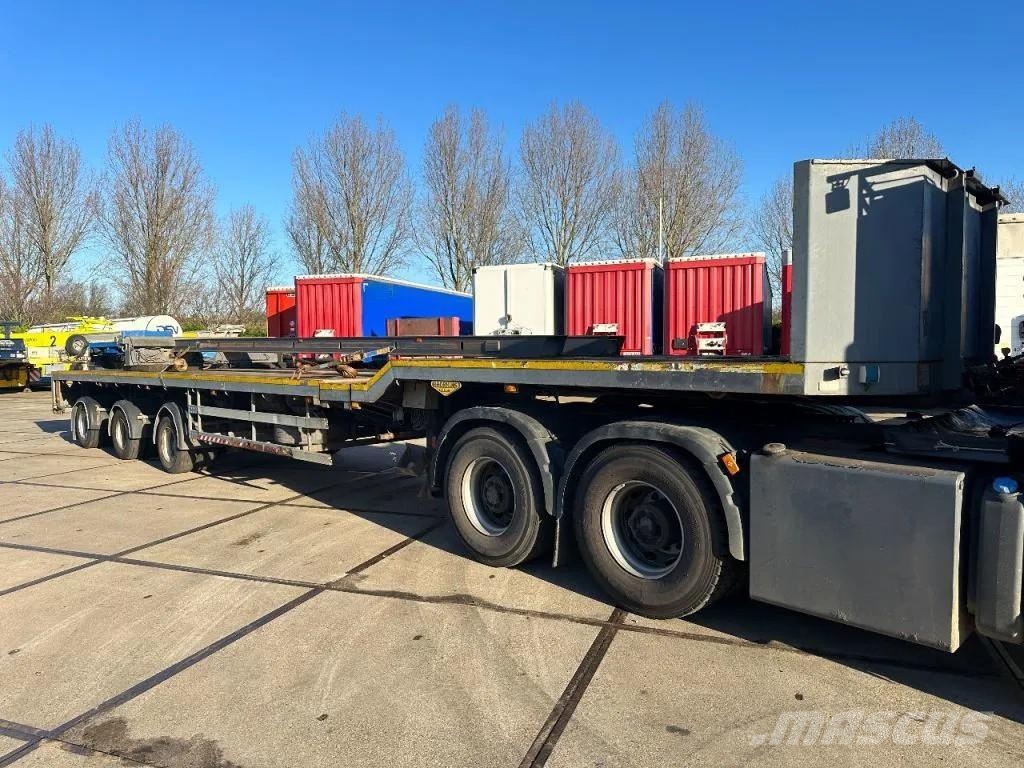 Broshuis 3 X EXTENDABLE TOTALE 42 M + EXTENSION TRACK DEFEC نصف مقطورة مسطحة منخفضة