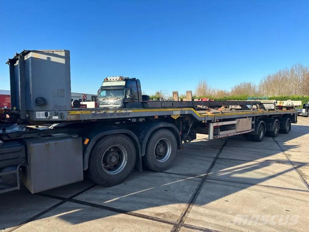 Broshuis 3 X EXTENDABLE TOTALE 42 M + EXTENSION TRACK DEFEC نصف مقطورة مسطحة منخفضة