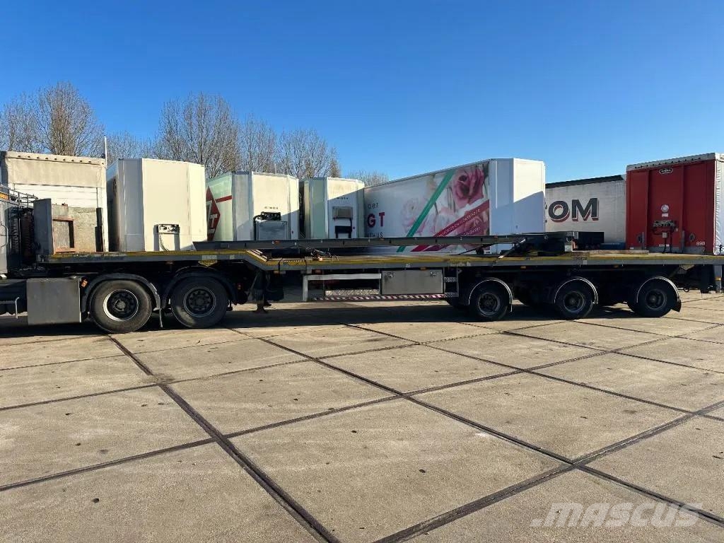Broshuis 3 X EXTENDABLE TOTALE 42 M + EXTENSION TRACK DEFEC نصف مقطورة مسطحة منخفضة