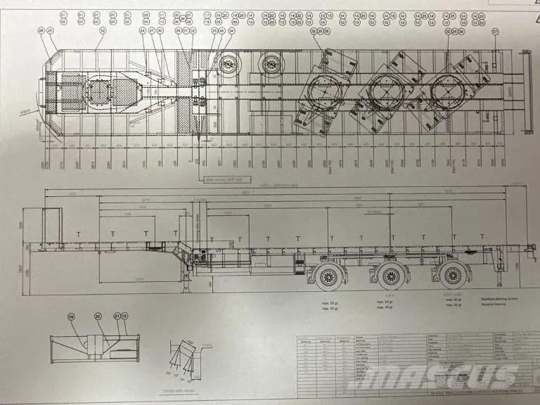 Broshuis 3 X EXTENDABLE TOTALE 42 M + EXTENSION TRACK DEFEC نصف مقطورة مسطحة منخفضة