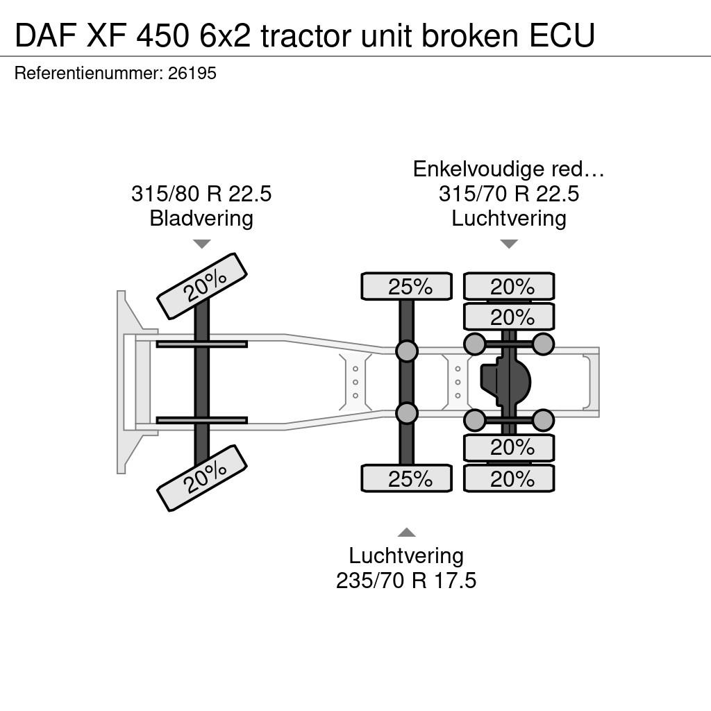 DAF XF 450 6x2 tractor unit broken ECU Nyergesvontatók