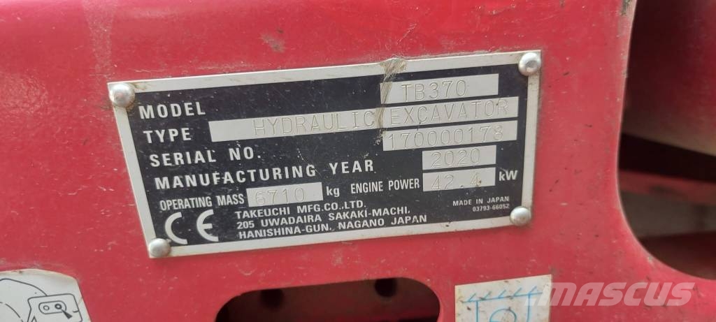 Takeuchi TB 370 Midi bagri 7t – 12t