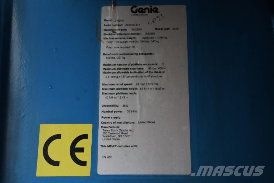 Genie Z62/40 Valid inspection, *Guarantee! Diesel, 4x4 D Körüklü personel platformları