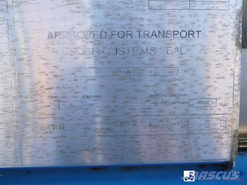 Van Hool Chemical tank container inox 20 ft / 31 m3 / 1 com Cisterne za gorivo
