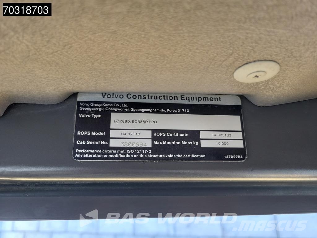 Volvo ECR88 D A/C - 3 Buckets حفارات صغيرة أقل من 7 طن (حفارات صغيرة)