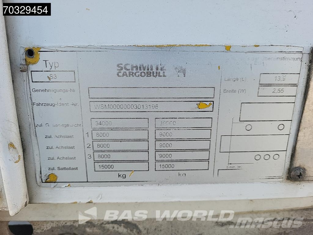 Schmitz Cargobull S3 3 axles Mega Lift+Sliding Roof Tents puspiekabes