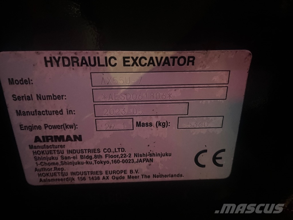 Airman AX 55 / Engcon, 3 Kauhaa, Rasvari, Stage V Mini excavadoras < 7t