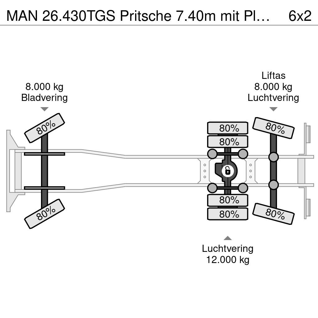 MAN 26.430TGS Pritsche 7.40m mit Plane Euro6 カーテンサイダートラック
