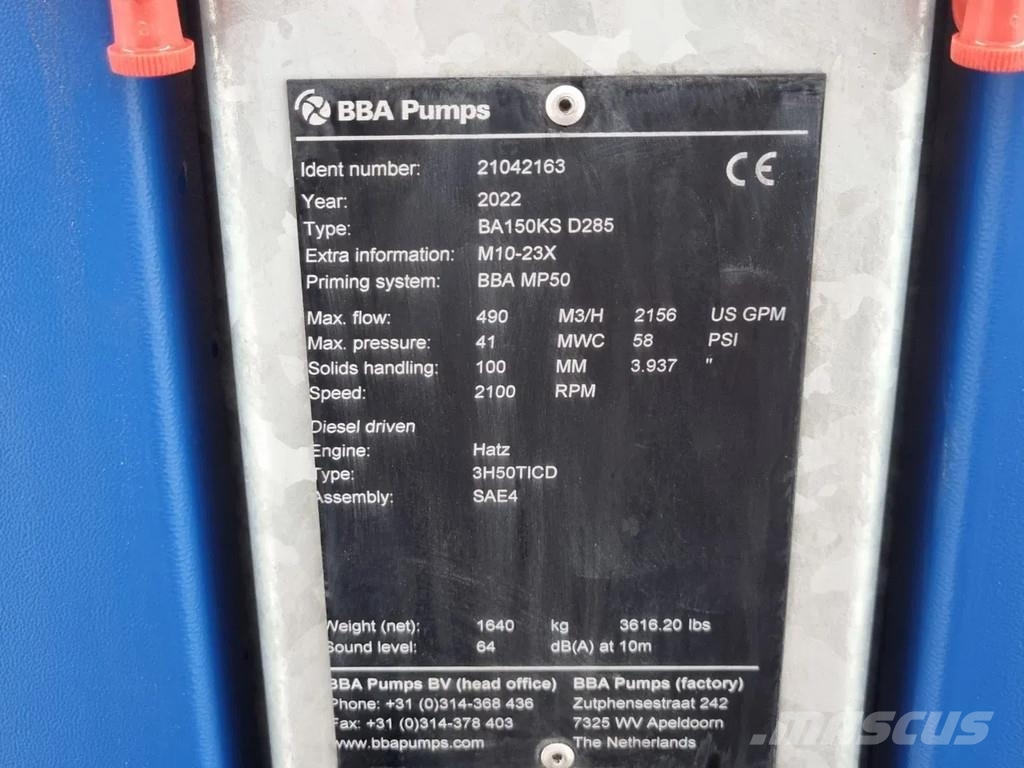 BBA BA150KS D285 with Hatz 3H50TICD Pompa de apa