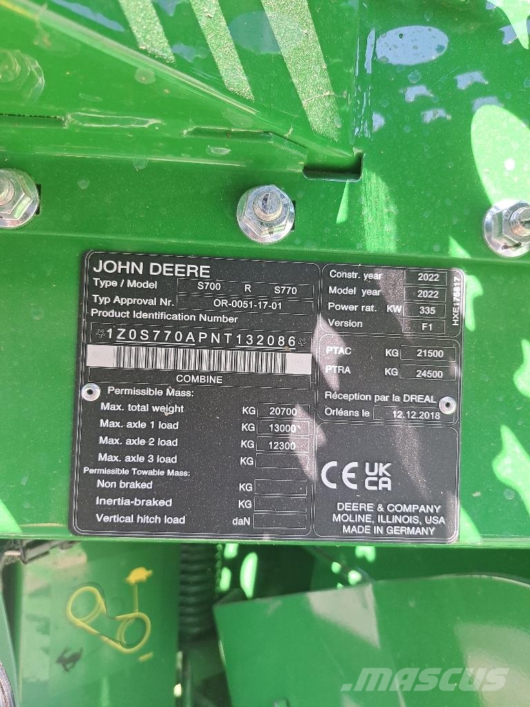 John Deere S 770 Cosechadoras combinadas
