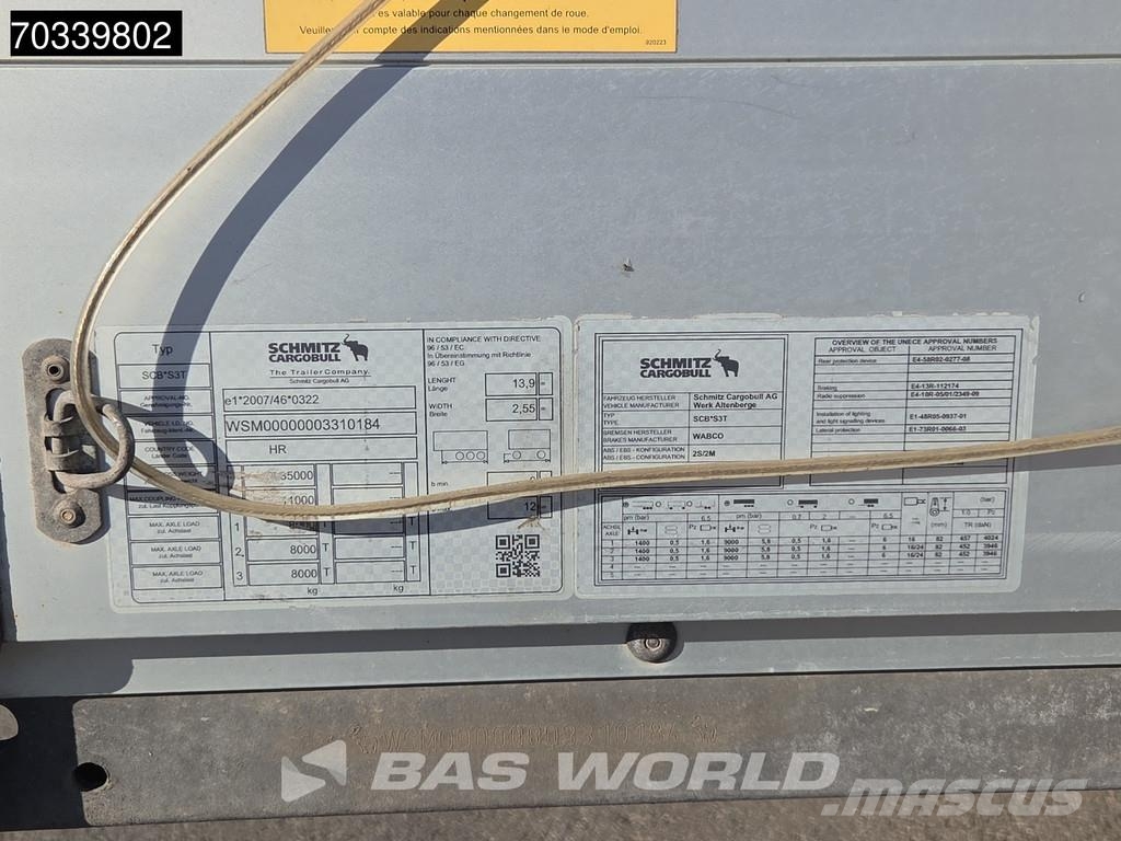 Schmitz Cargobull SCB*S3T Sliding Roof MOT 09/27 Lift Axle Schuifzeilen