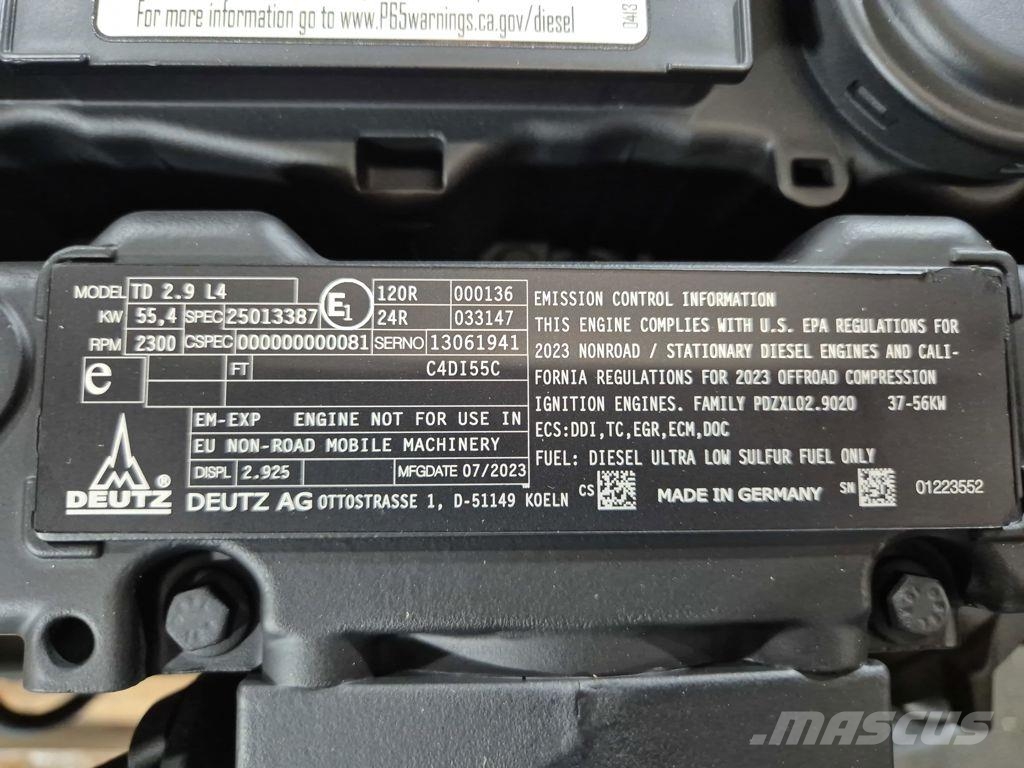 Deutz Motor TD 2.9 L4 Tier 4F Κατασκευές - Άλλα