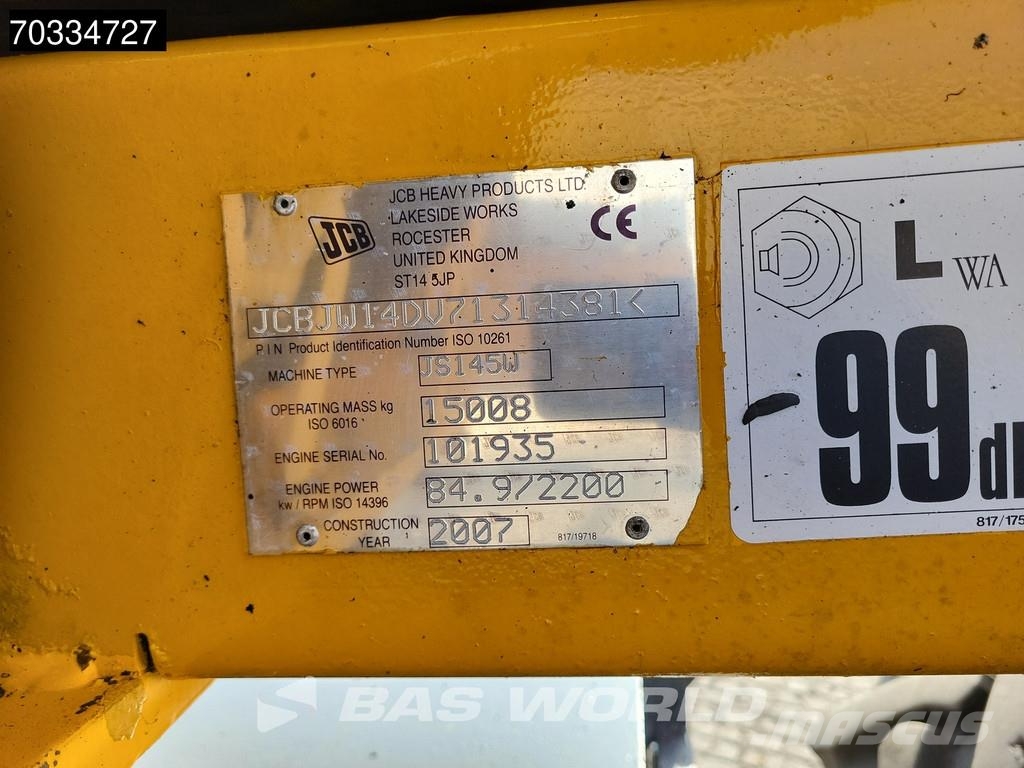 JCB JS145W Dutch Registration Gravemaskiner på hjul