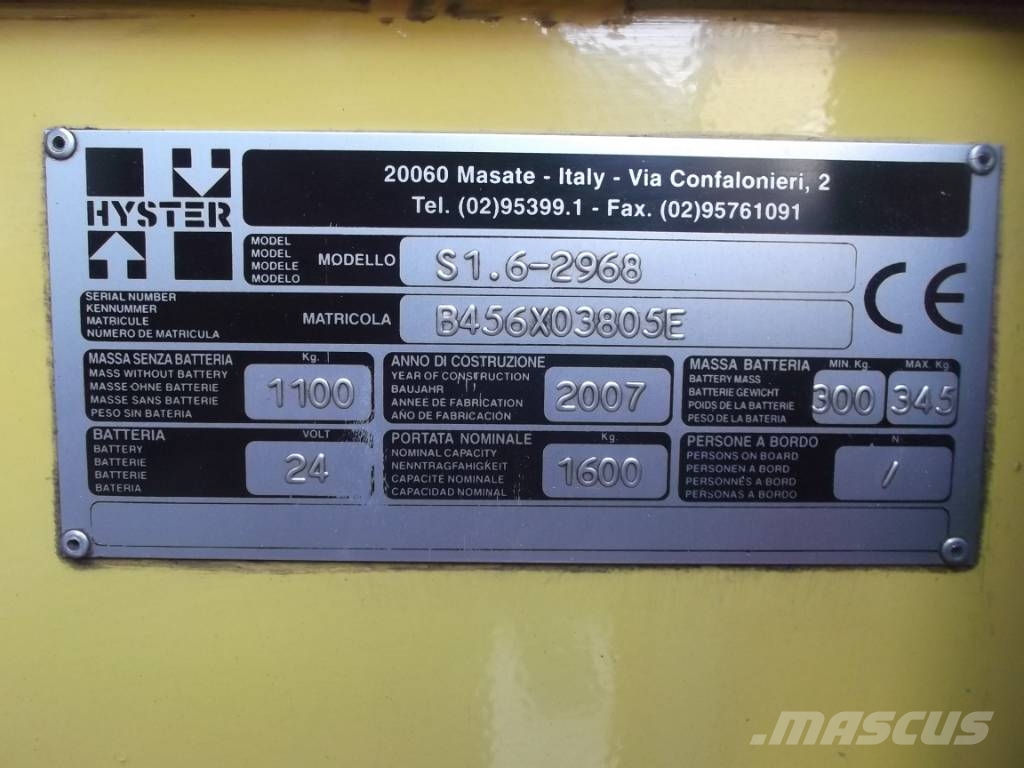 Hyster S1,6 V-2526 FOR EXPORT ONLY EO Ledetrucker