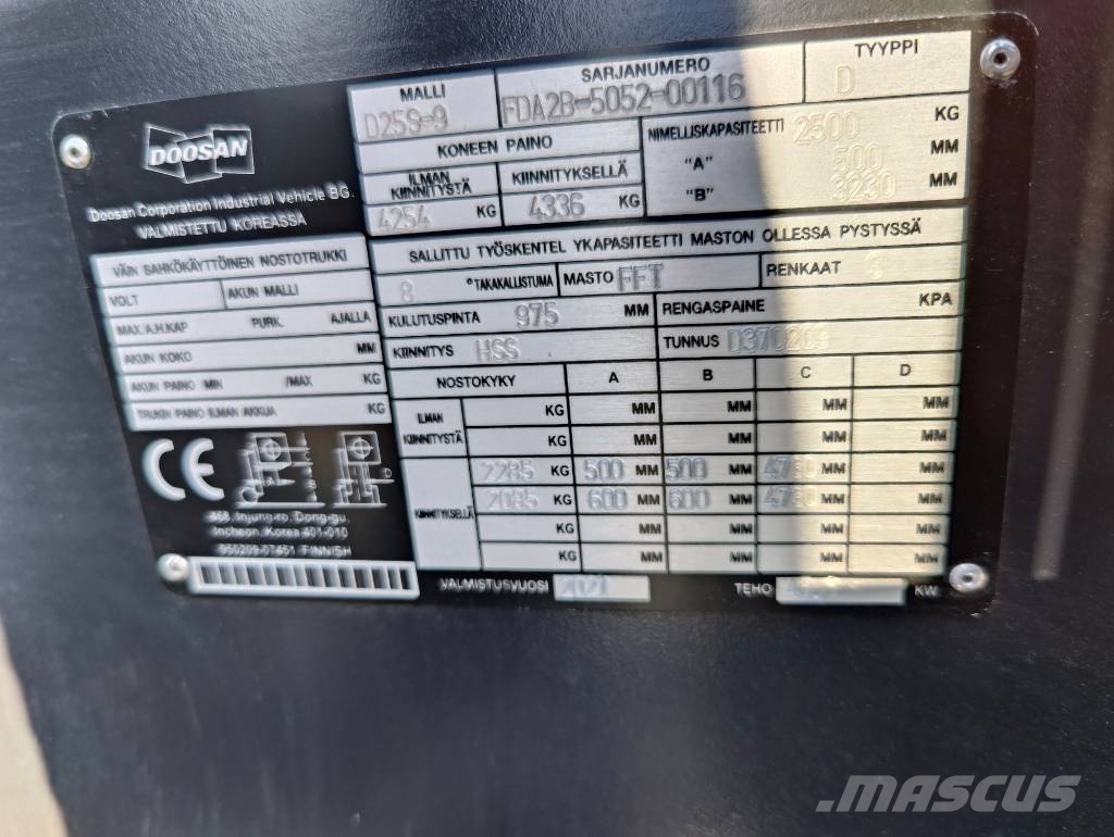 Doosan D25S-9 Diesel (varattu JJ) Dízel targoncák