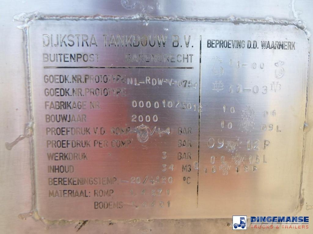 Dijkstra Chemical tank inox L4BH 34 m3 / 1 comp Säiliöperävaunut