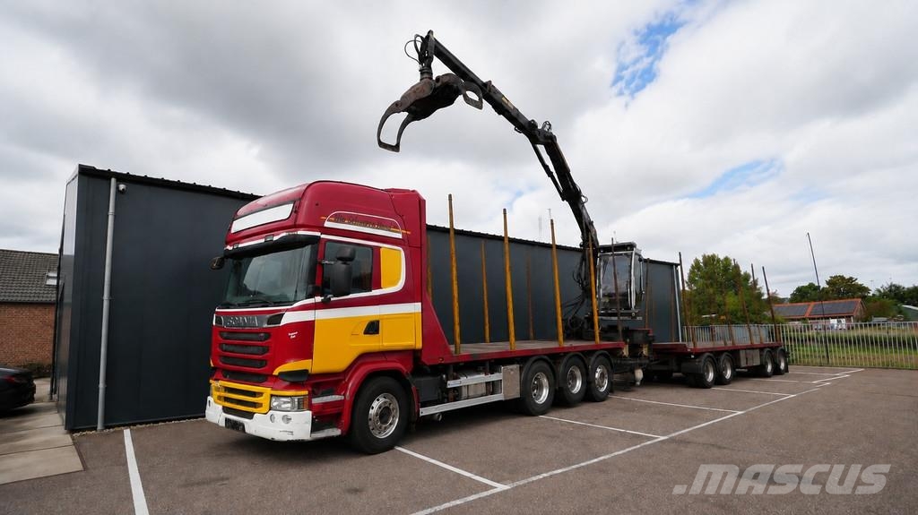 Scania R 580 V8 8X4 LOGTRANSPORT COMBI WITH KESLA 2112 Z автокрани