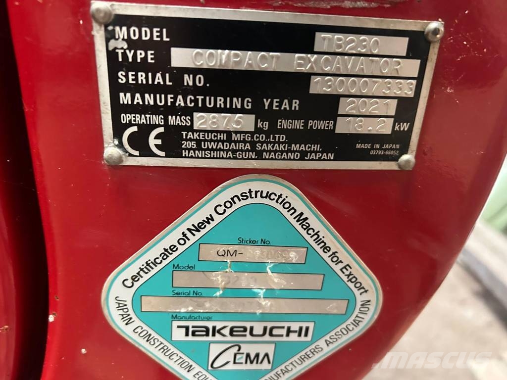 Takeuchi TB 230 Miniescavatori