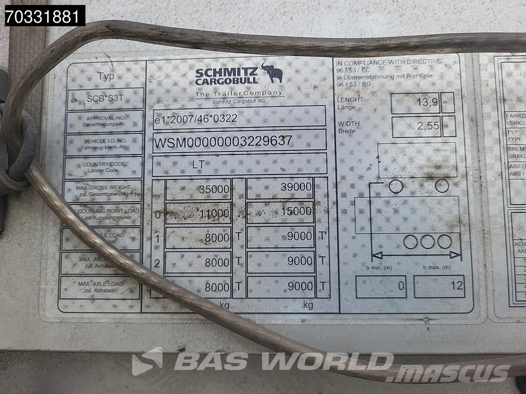 Schmitz Cargobull SCB*S3T 3 axles Sliding Roof Ημιρυμούλκες Κουρτίνα