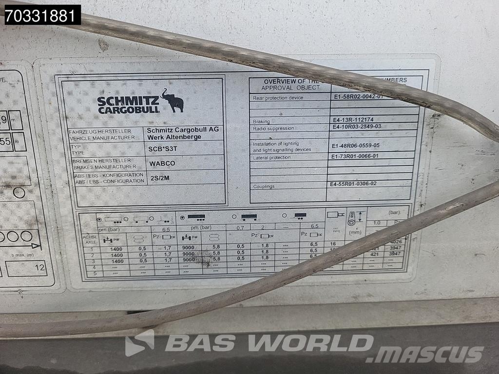 Schmitz Cargobull SCB*S3T 3 axles Sliding Roof Tentinės puspriekabės