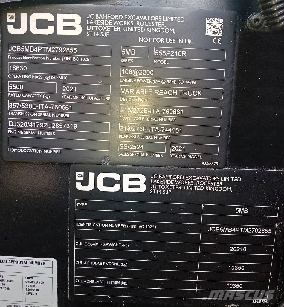 JCB 555P210R Телескопични товарачи