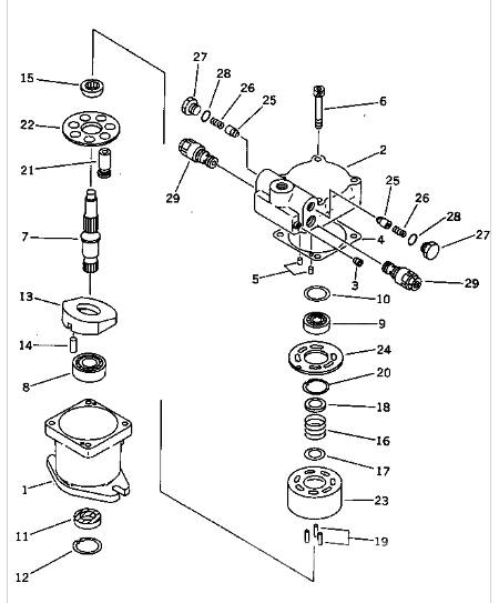 Komatsu 708-7T-00021 708-7T-0022  PC20-6 swing motor Гидравлическая система