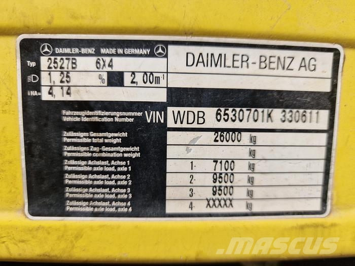 Mercedes-Benz 2527 B 6X4 Camiones de concreto