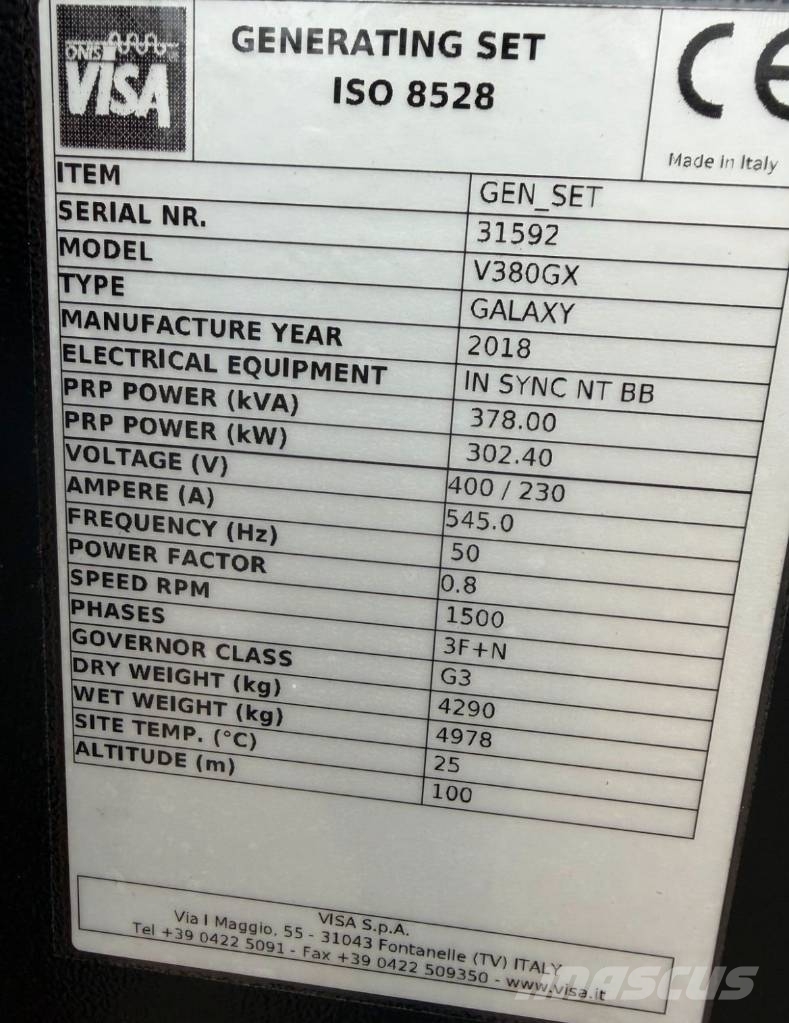 Visa Volvo 400 KVA Notstromaggregat 320 KW Generator Diesel Generators