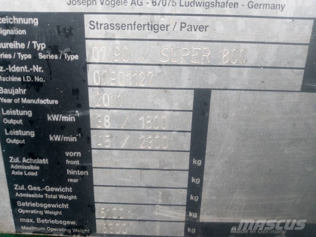 Vögele S800 Asfaltsläggningsmaskiner