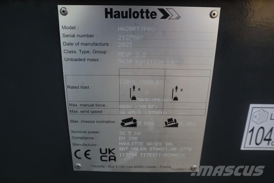 Haulotte HA20RTJ Pro Valid inspection, *Guarantee! 20.6 m W Leddede bomlifter