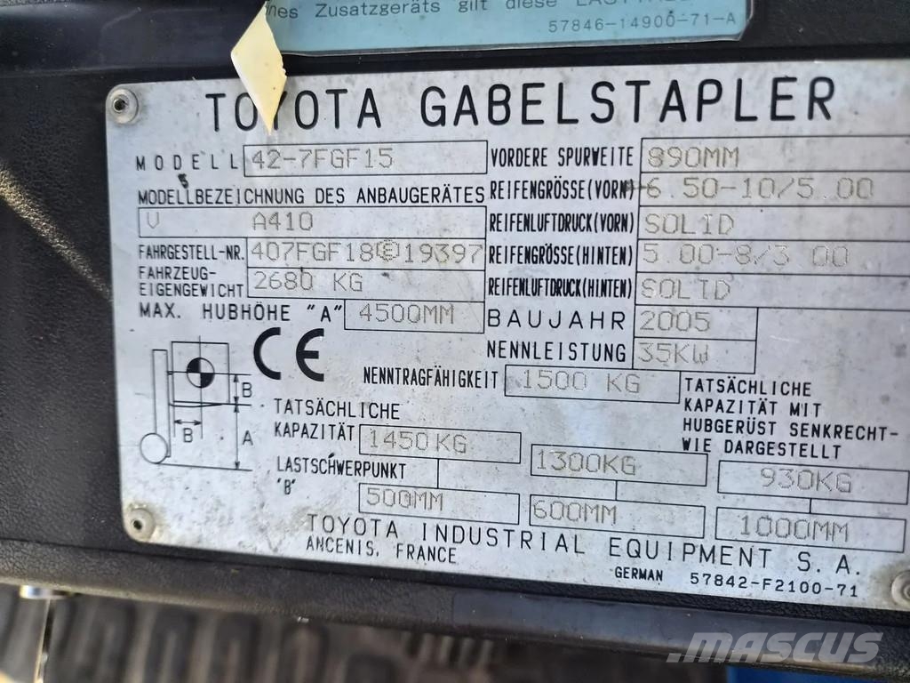Toyota 42-7FGF15 Gaasitõstukid