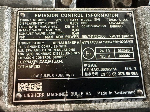 Liebherr D934SA6 10118080 USED ENGINE Motoren