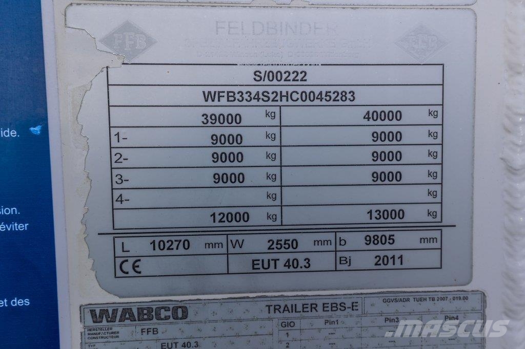 Feldbinder EUT 40.3- 40.000 L CEMENT/CIMENT/ZEMENT Tankopleggers