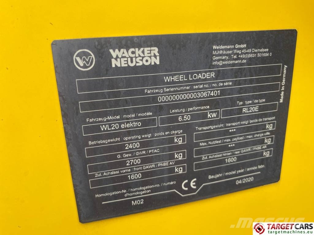 Wacker Neuson Weidemann WL20E RL20E ELader Wheel Loader Electric Carregadeiras de rodas